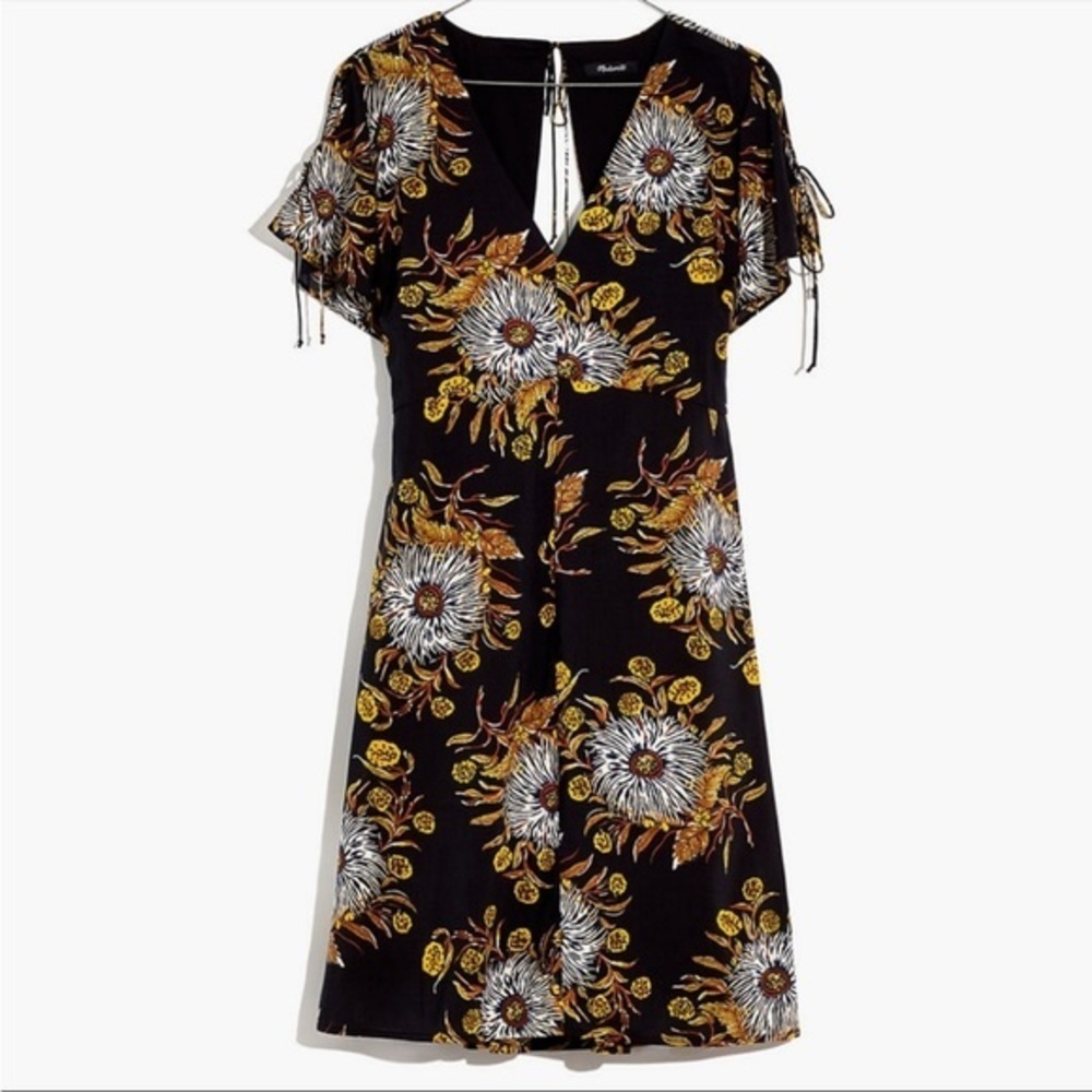 Madewell Painted Blooms Open Back Mini Dress Sz 00/XS. Like New - Picture 6 of 7